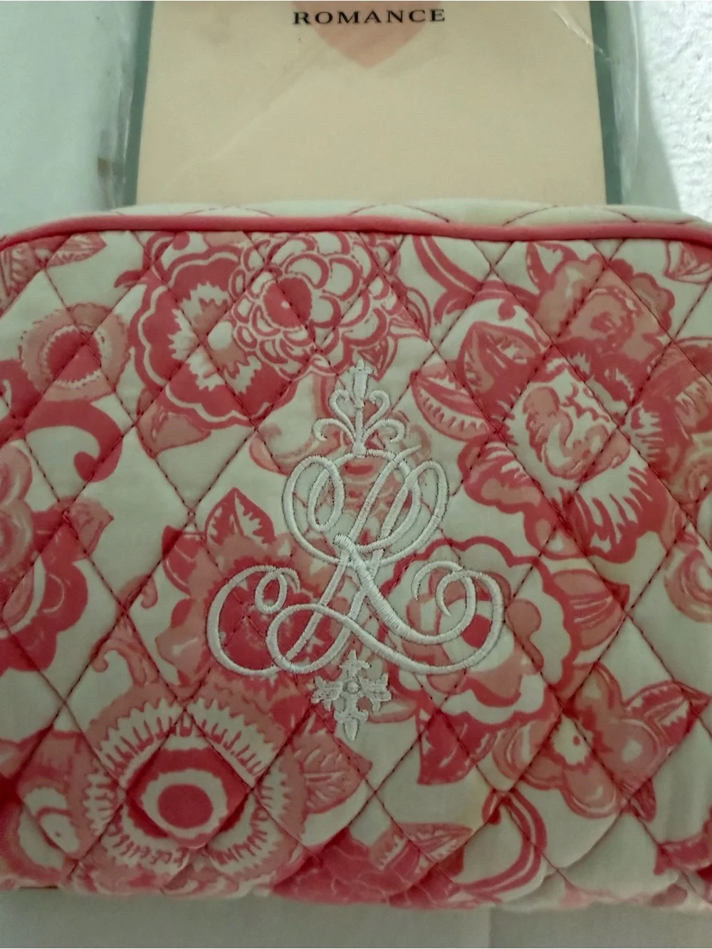 Quilted Ralph Lauren pink Cosmetic Bag with Monogram